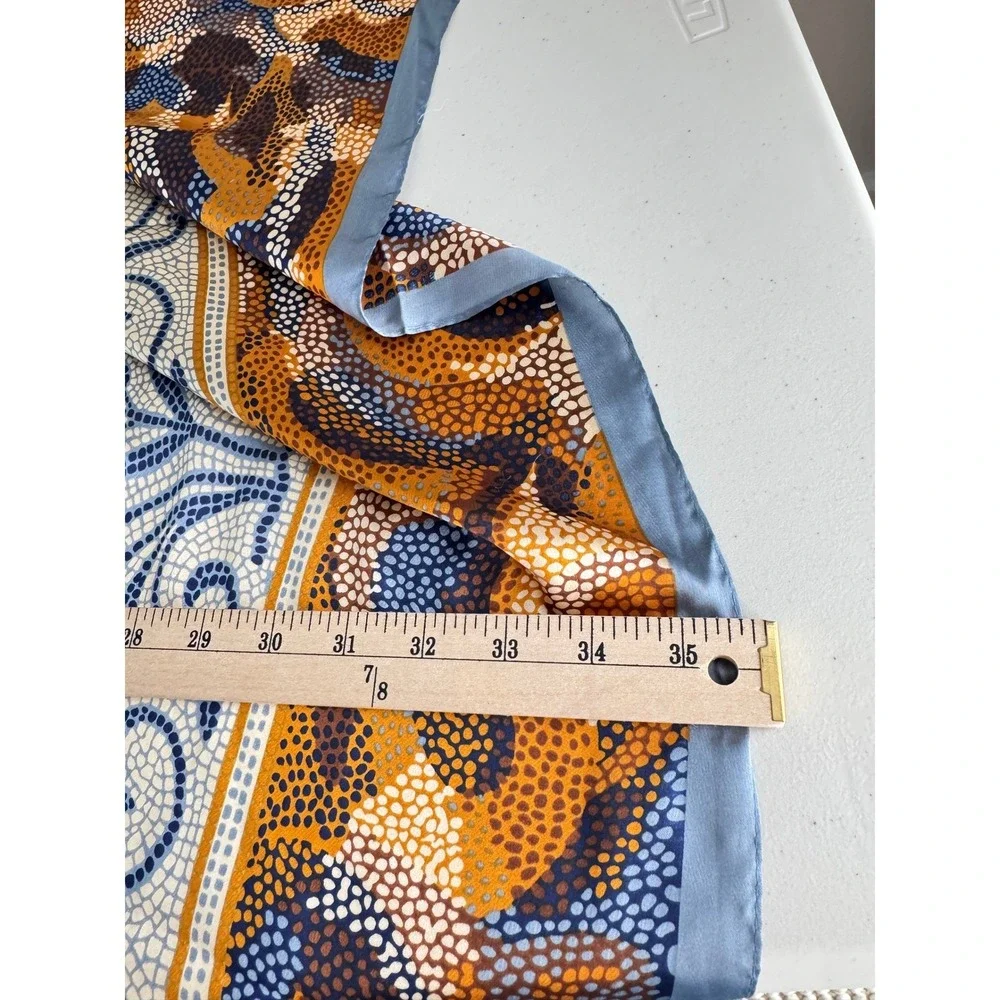 100% Silk Scarf Mosaic Print Bohemian Grandmacore Earth Tones Elegant Accessory
